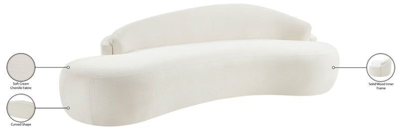 Caspian 101" Chenille Fabric Upholstered Sofa in Cream - 44033Cream-S