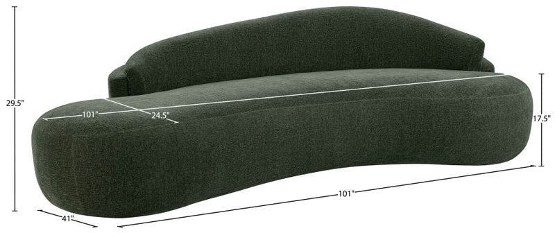 Caspian 101" Chenille Fabric Upholstered Sofa in Green - 44033Green-S