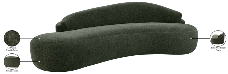 Caspian 101" Chenille Fabric Upholstered Sofa in Green - 44033Green-S