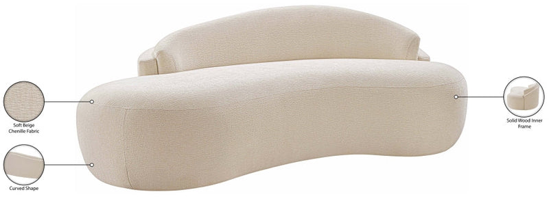 Caspian 79" Chenille Fabric Upholstered Loveseat in Beige - 44033Beige-L