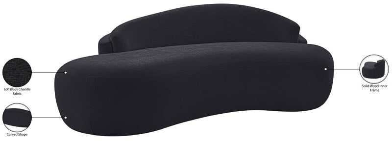 Caspian 79" Chenille Fabric Upholstered Loveseat in Black - 44033Black-L