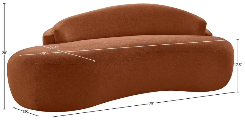 Caspian 79" Chenille Fabric Upholstered Loveseat in Cognac - 44033Cognac-L