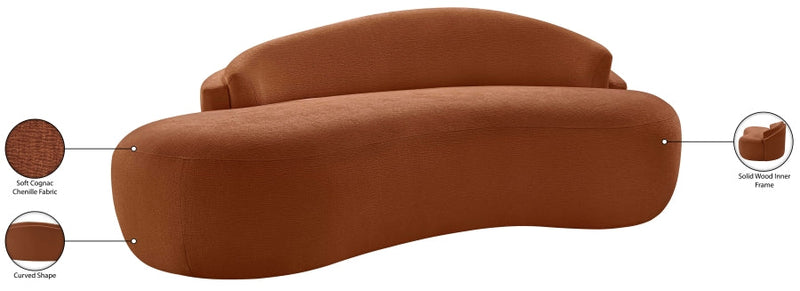 Caspian 79" Chenille Fabric Upholstered Loveseat in Cognac - 44033Cognac-L