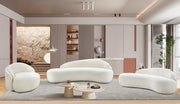 Caspian 79" Chenille Fabric Upholstered Loveseat in Cream - 44033Cream-L