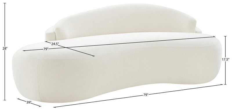 Caspian 79" Chenille Fabric Upholstered Loveseat in Cream - 44033Cream-L