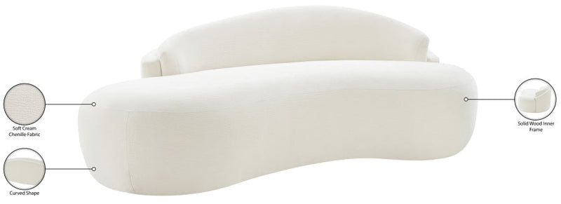 Caspian 79" Chenille Fabric Upholstered Loveseat in Cream - 44033Cream-L