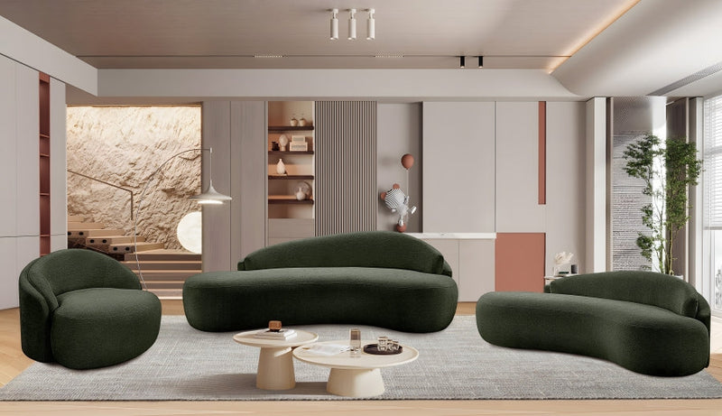 Caspian 79" Chenille Fabric Upholstered Loveseat in Green - 44033Green-L