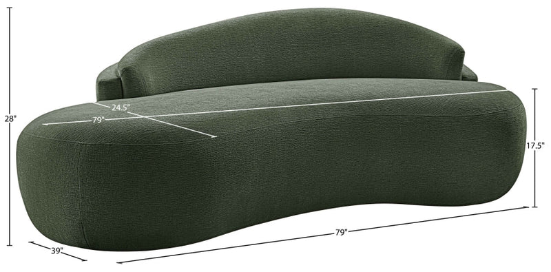 Caspian 79" Chenille Fabric Upholstered Loveseat in Green - 44033Green-L