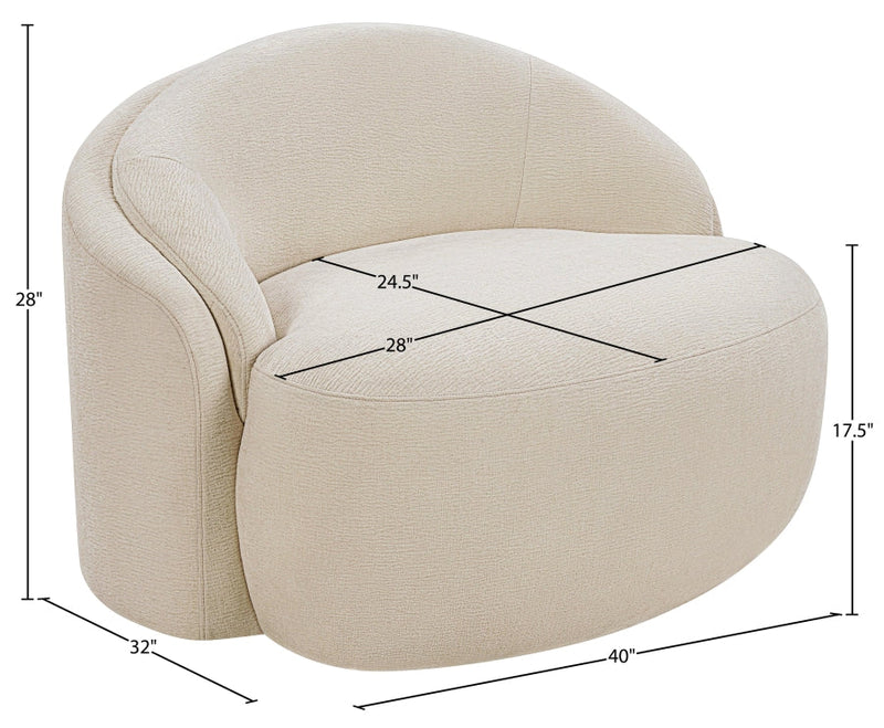 Caspian Chenille Fabric Upholstered Accent Chair in Beige - 44033Beige-C