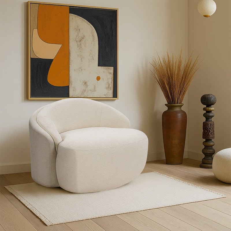 Caspian Chenille Fabric Upholstered Accent Chair in Beige - 44033Beige-C
