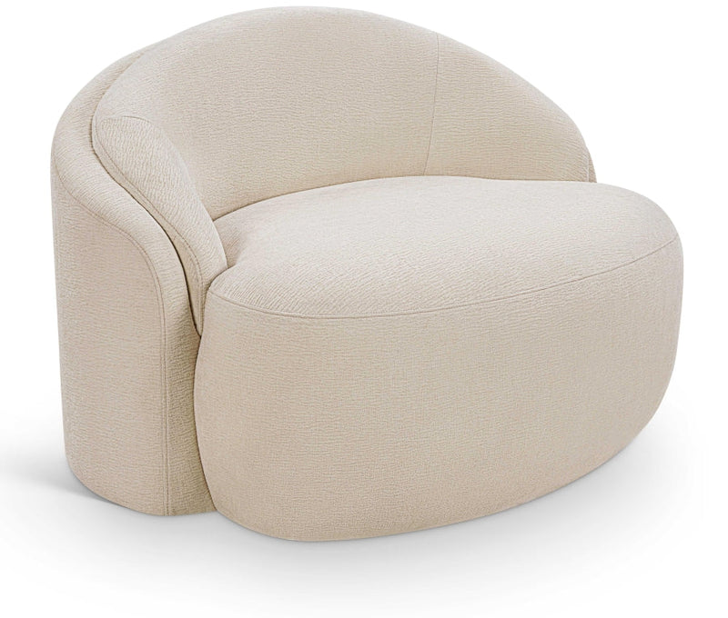 Caspian Chenille Fabric Upholstered Accent Chair in Beige - 44033Beige-C