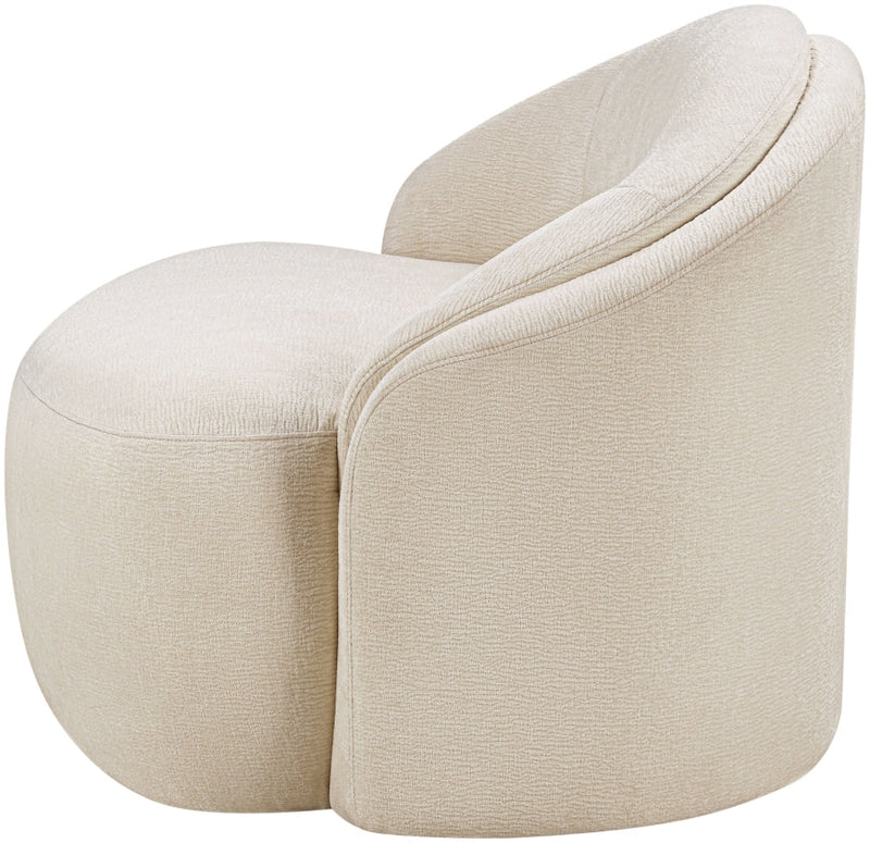 Caspian Chenille Fabric Upholstered Accent Chair in Beige - 44033Beige-C