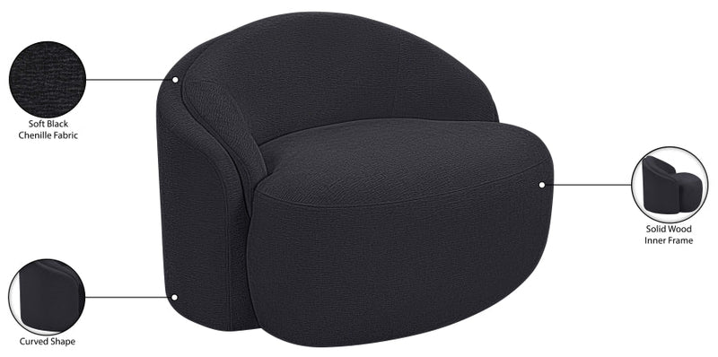 Caspian Chenille Fabric Upholstered Accent Chair in Black - 44033Black-C