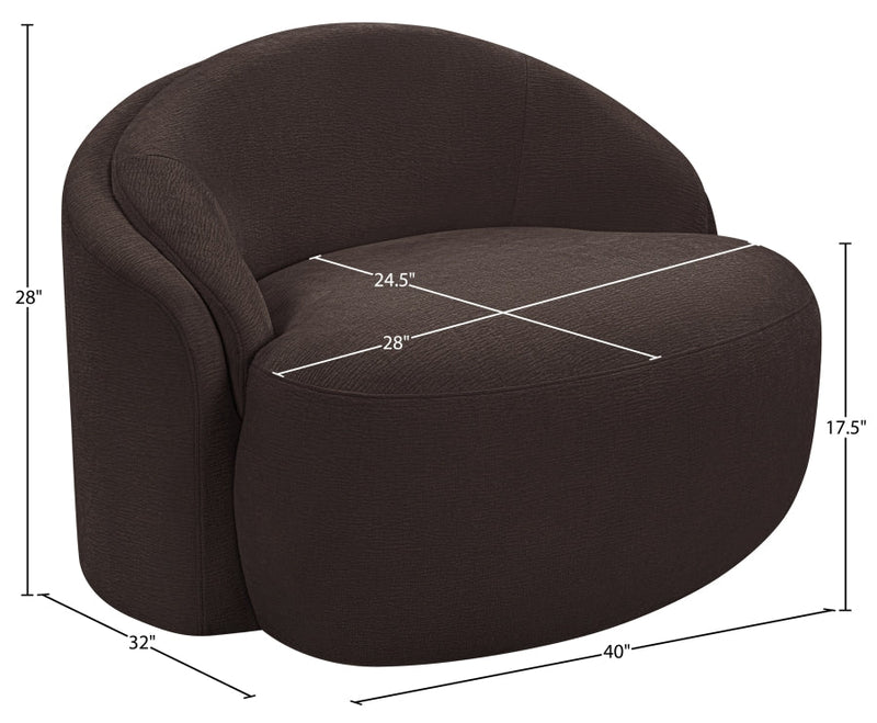 Caspian Chenille Fabric Upholstered Accent Chair in Brown - 44033Brown-C