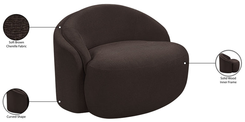 Caspian Chenille Fabric Upholstered Accent Chair in Brown - 44033Brown-C