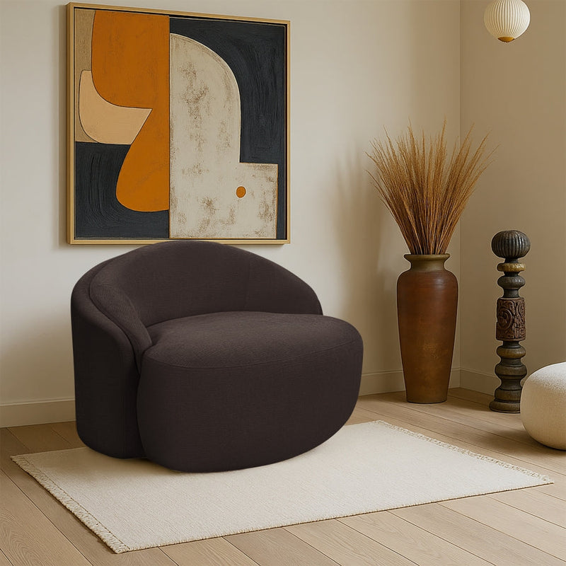 Caspian Chenille Fabric Upholstered Accent Chair in Brown - 44033Brown-C