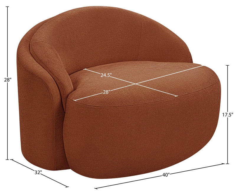 Caspian Chenille Fabric Upholstered Accent Chair in Cognac - 44033Cognac-C