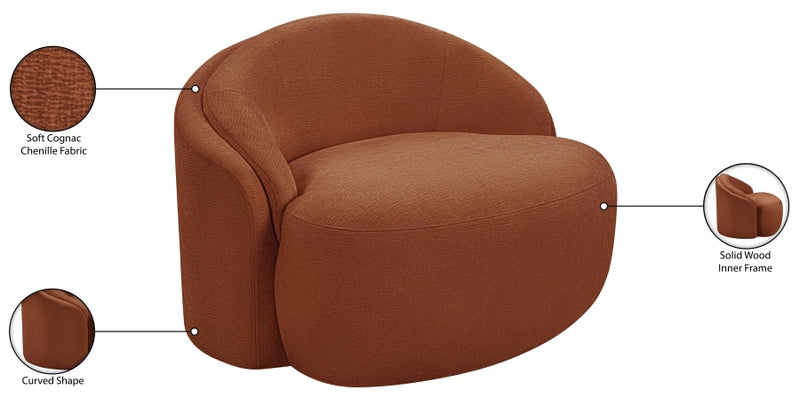 Caspian Chenille Fabric Upholstered Accent Chair in Cognac - 44033Cognac-C
