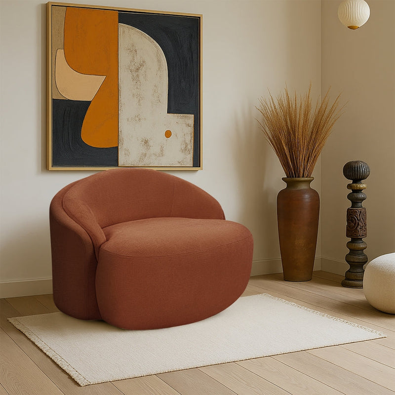 Caspian Chenille Fabric Upholstered Accent Chair in Cognac - 44033Cognac-C