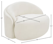 Caspian Chenille Fabric Upholstered Accent Chair in Cream - 44033Cream-C
