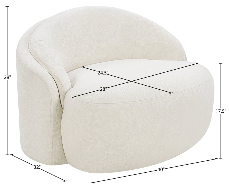 Caspian Chenille Fabric Upholstered Accent Chair in Cream - 44033Cream-C