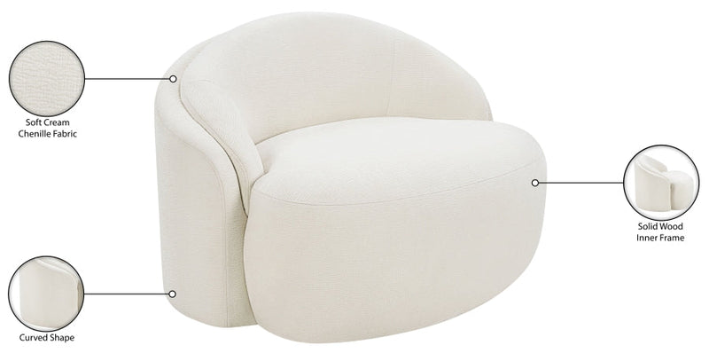 Caspian Chenille Fabric Upholstered Accent Chair in Cream - 44033Cream-C
