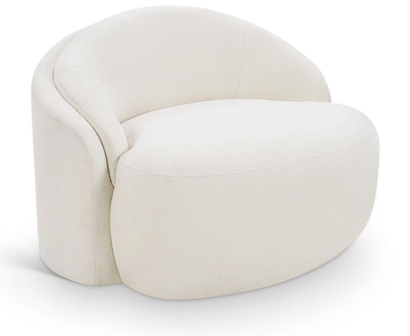 Caspian Chenille Fabric Upholstered Accent Chair in Cream - 44033Cream-C