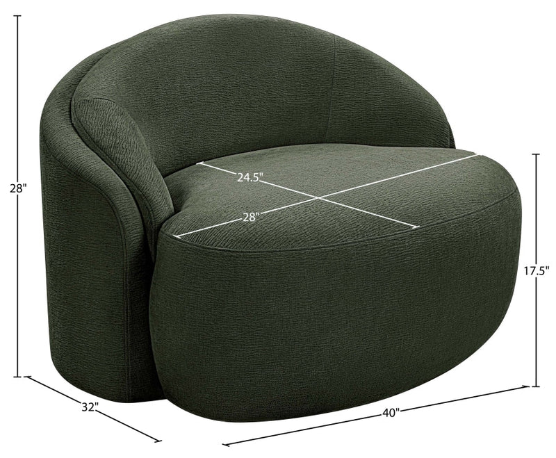 Caspian Chenille Fabric Upholstered Accent Chair in Green - 44033Green-C