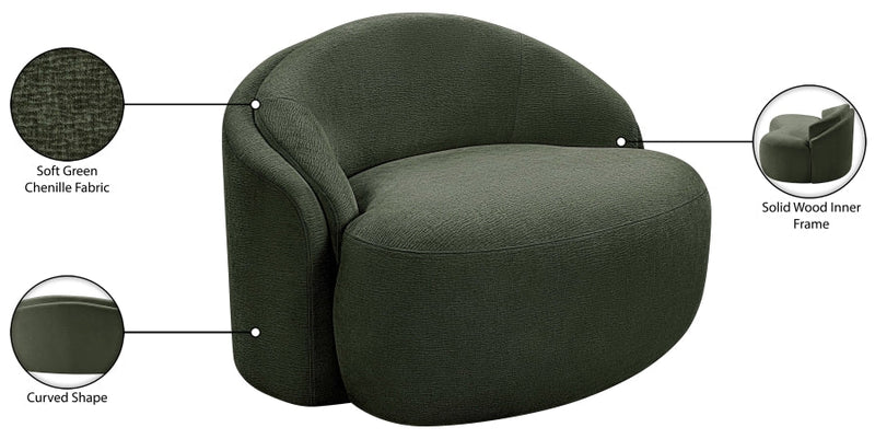 Caspian Chenille Fabric Upholstered Accent Chair in Green - 44033Green-C