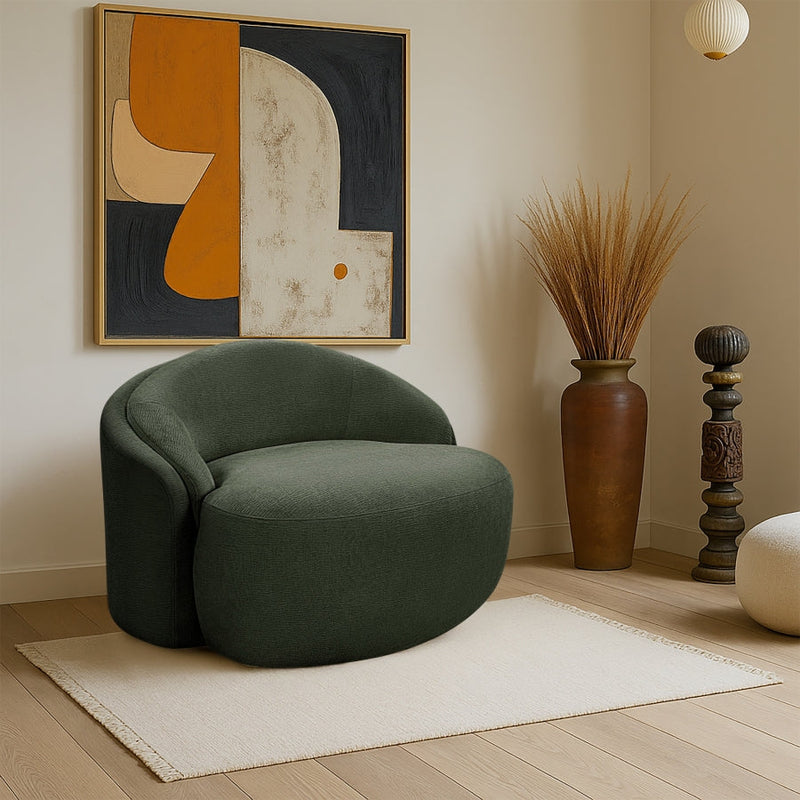 Caspian Chenille Fabric Upholstered Accent Chair in Green - 44033Green-C