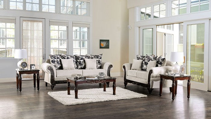 Cassani Light Gray/Walnut Loveseat - SM7756-LV