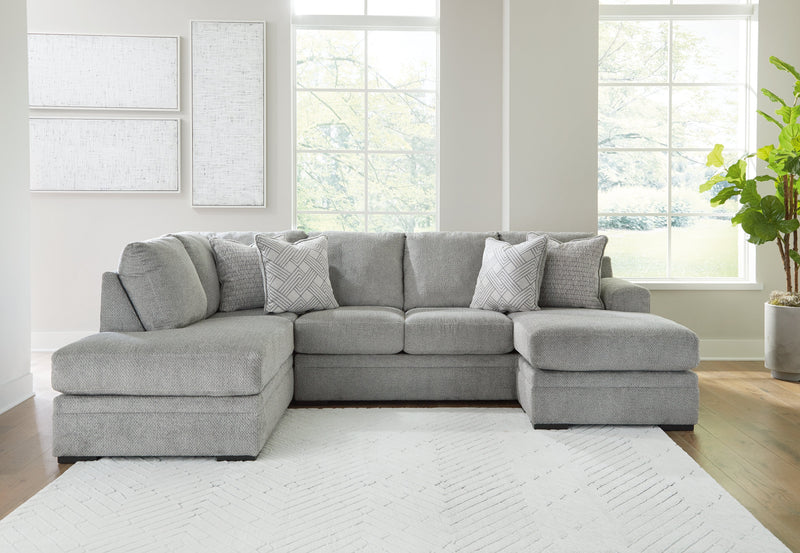 Casselbury Cement 2-Piece Sectional with Ottoman from Ashley - Luna Furniture
