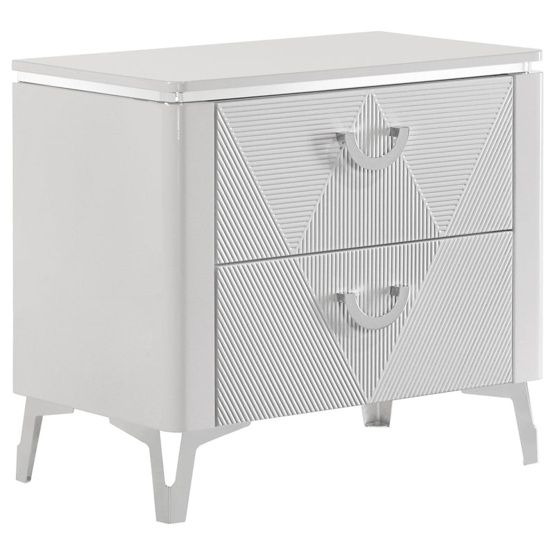 Cassia 2-drawer Nightstand Bedside Table White High Gloss - 215792