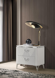 Cassia 2-drawer Nightstand Bedside Table White High Gloss - 215792