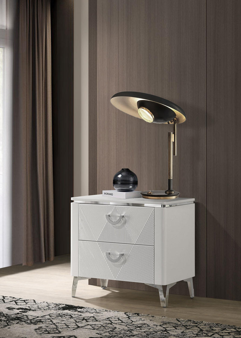 Cassia 2-drawer Nightstand Bedside Table White High Gloss - 215792