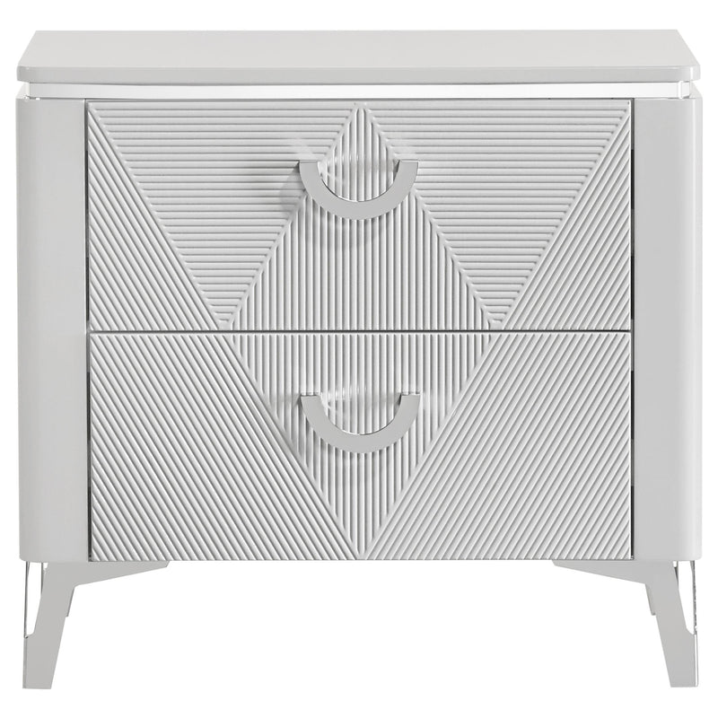 Cassia 2-drawer Nightstand Bedside Table White High Gloss - 215792