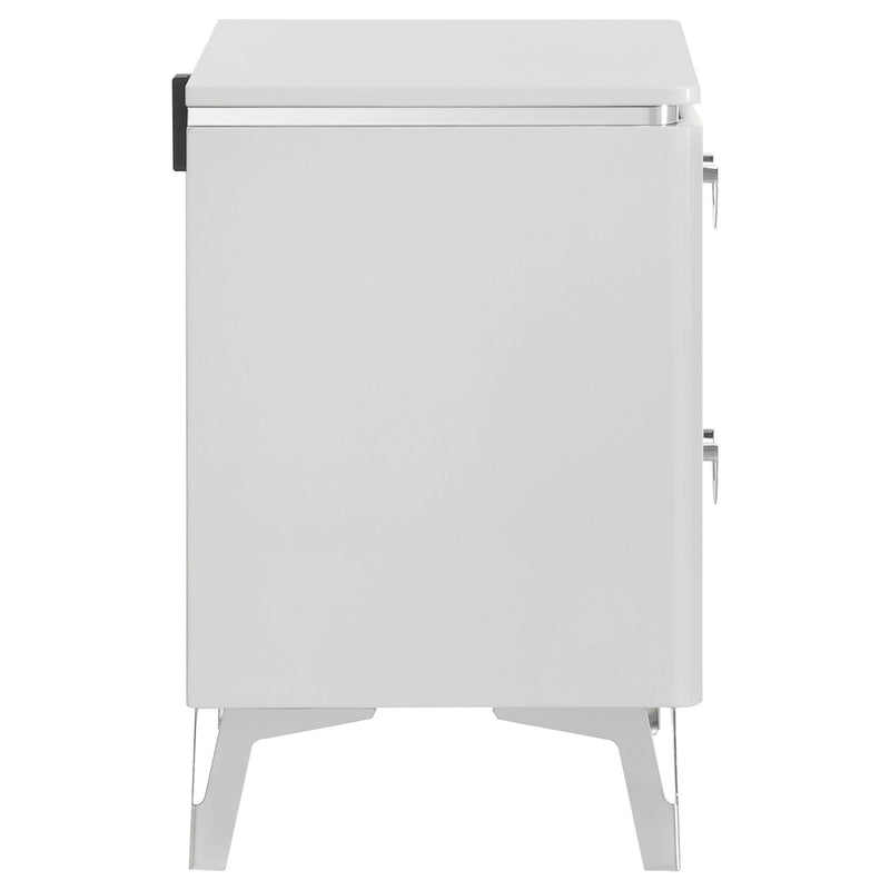 Cassia 2-drawer Nightstand Bedside Table White High Gloss - 215792