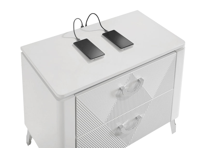 Cassia 2-drawer Nightstand Bedside Table White High Gloss - 215792