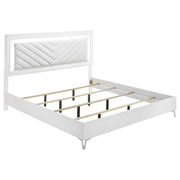 Cassia 4-piece Eastern King LED Bedroom Set White High Gloss - 215791KE-S4