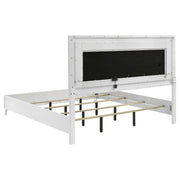 Cassia 4-piece Eastern King LED Bedroom Set White High Gloss - 215791KE-S4