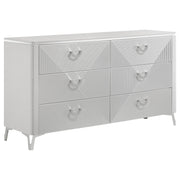 Cassia 4-piece Eastern King LED Bedroom Set White High Gloss - 215791KE-S4
