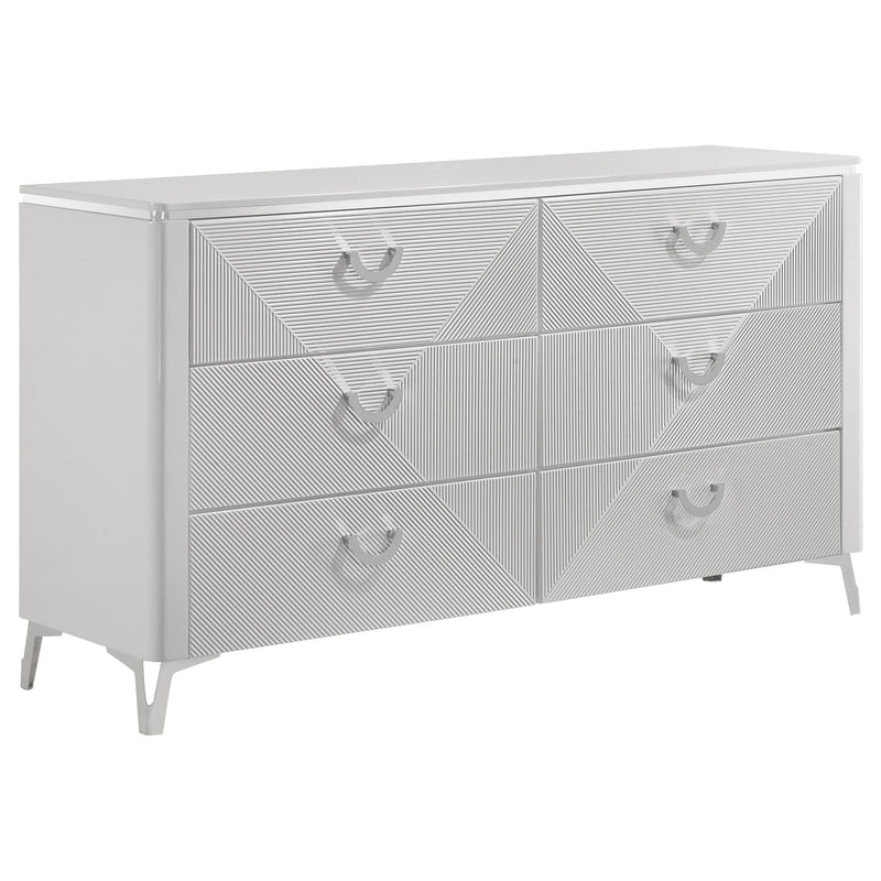 Cassia 4-piece Eastern King LED Bedroom Set White High Gloss - 215791KE-S4