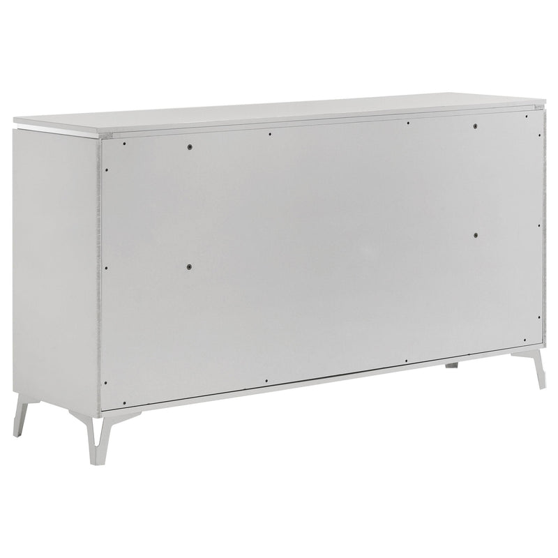 Cassia 4-piece Eastern King LED Bedroom Set White High Gloss - 215791KE-S4