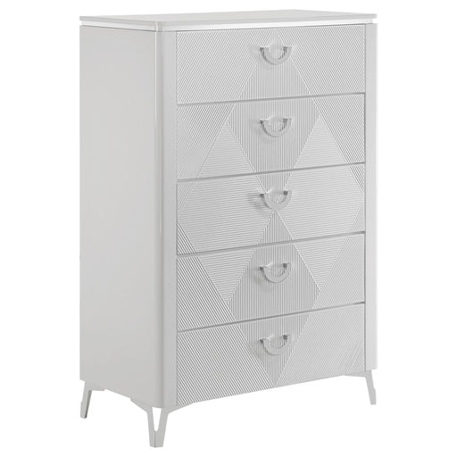 Cassia 5-drawer Bedroom Chest of Drawers White High Gloss - 215795