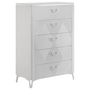 Cassia 5-piece Eastern King LED Bedroom Set White High Gloss - 215791KE-S5