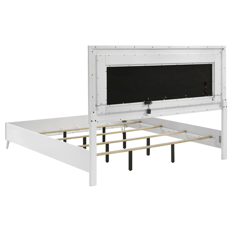 Cassia 5-piece Eastern King LED Bedroom Set White High Gloss - 215791KE-S5