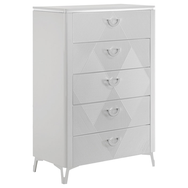 Cassia 5-piece Queen LED Bedroom Set White High Gloss - 215791Q-S5