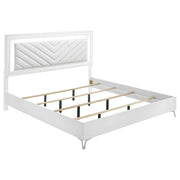 Cassia Eastern King LED Panel Bed White High Gloss - 215791KE
