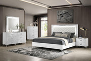 Cassia Eastern King LED Panel Bed White High Gloss - 215791KE