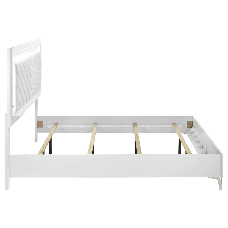 Cassia Eastern King LED Panel Bed White High Gloss - 215791KE